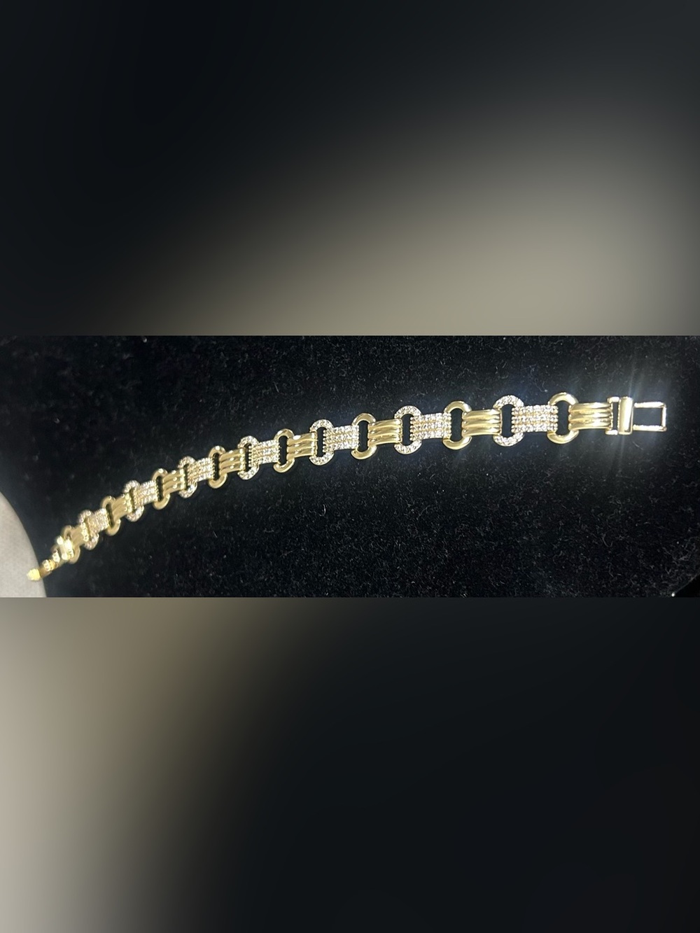 Gold  Plated Crystal Link Bracelet - Elegant Women's Jewelry